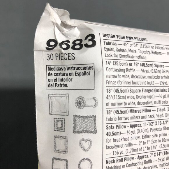 Simplicity 9683 HOME Pillow Pattern Design Your Own Cushions Fringe Trim - Picture 3 of 8